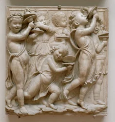 Putti die cimbalen spelen, detail van de Cantoria, c.1432-38